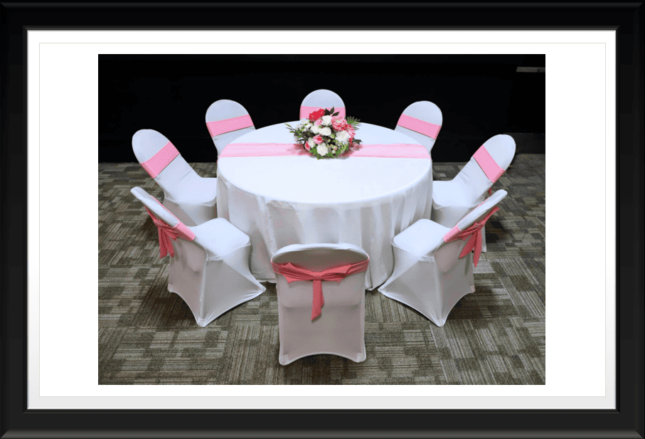 BANQUET TABLE SET WITH EIGHT CHAIRS
