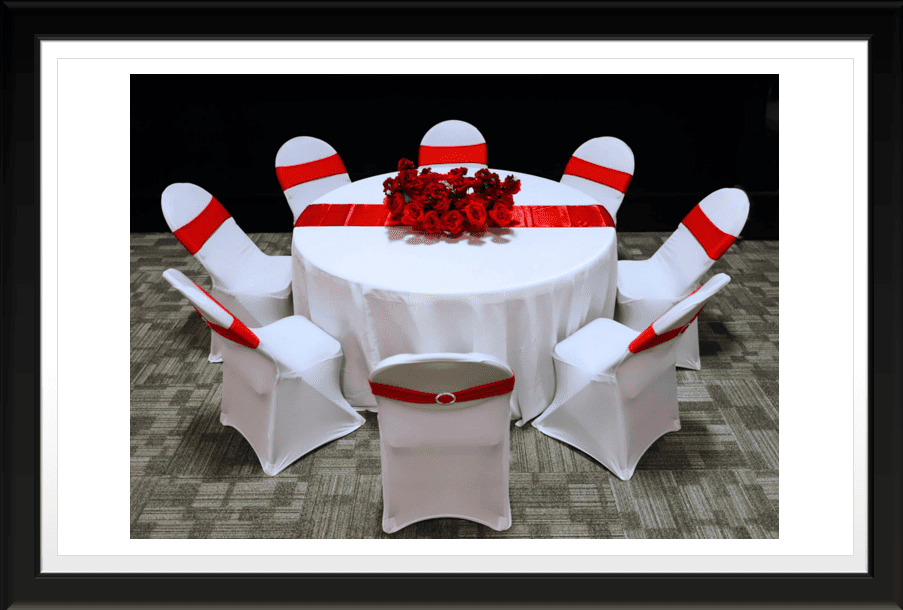 BANQUET TABLE SET WITH EIGHT CHAIRS