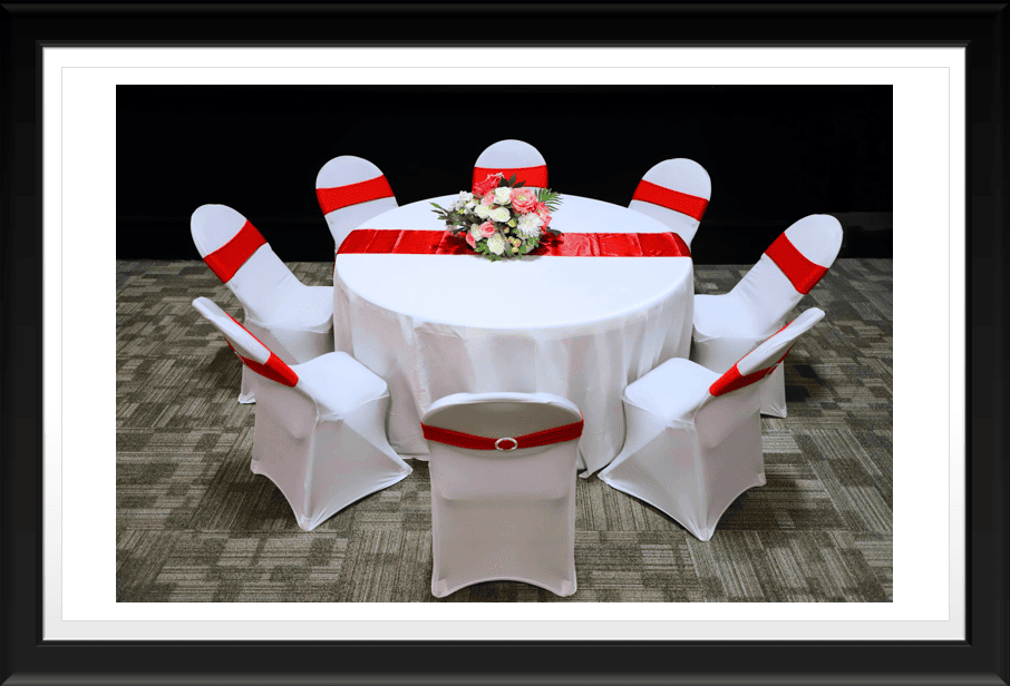 BANQUET TABLE SET WITH EIGHT CHAIRS