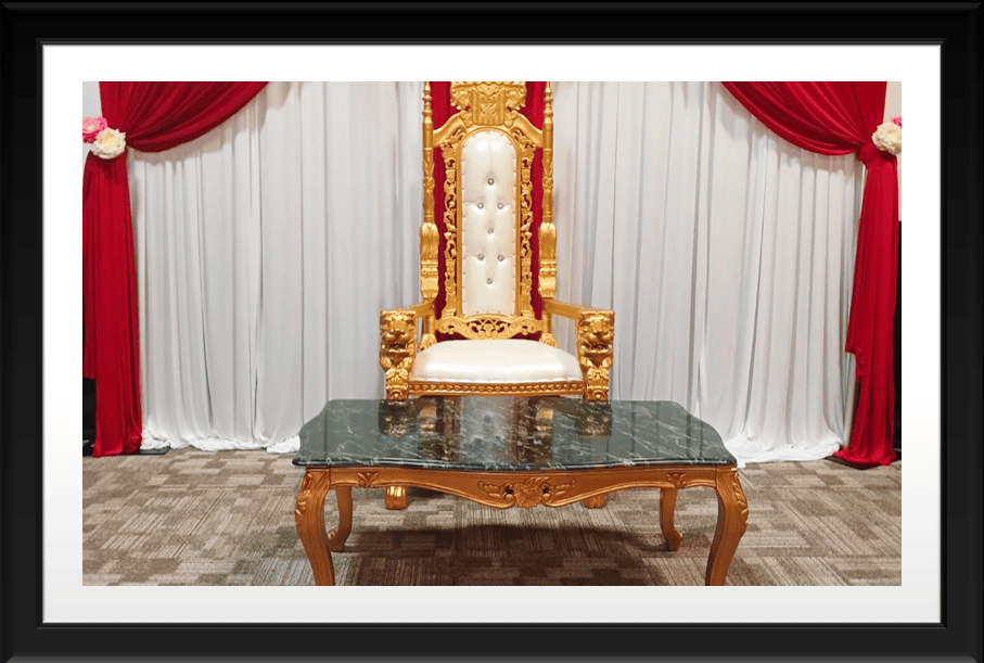ONE GOLDEN CHAIR, TABLE & BACKDROP PACKAGE
