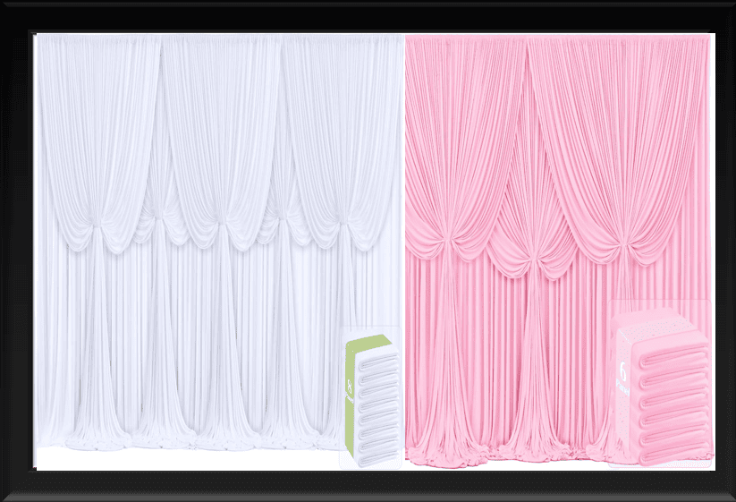 8 PANNEL BACK DROP CURTAIN WHITE & PINK