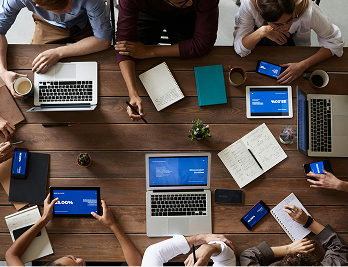 Family reviewing real estate plans